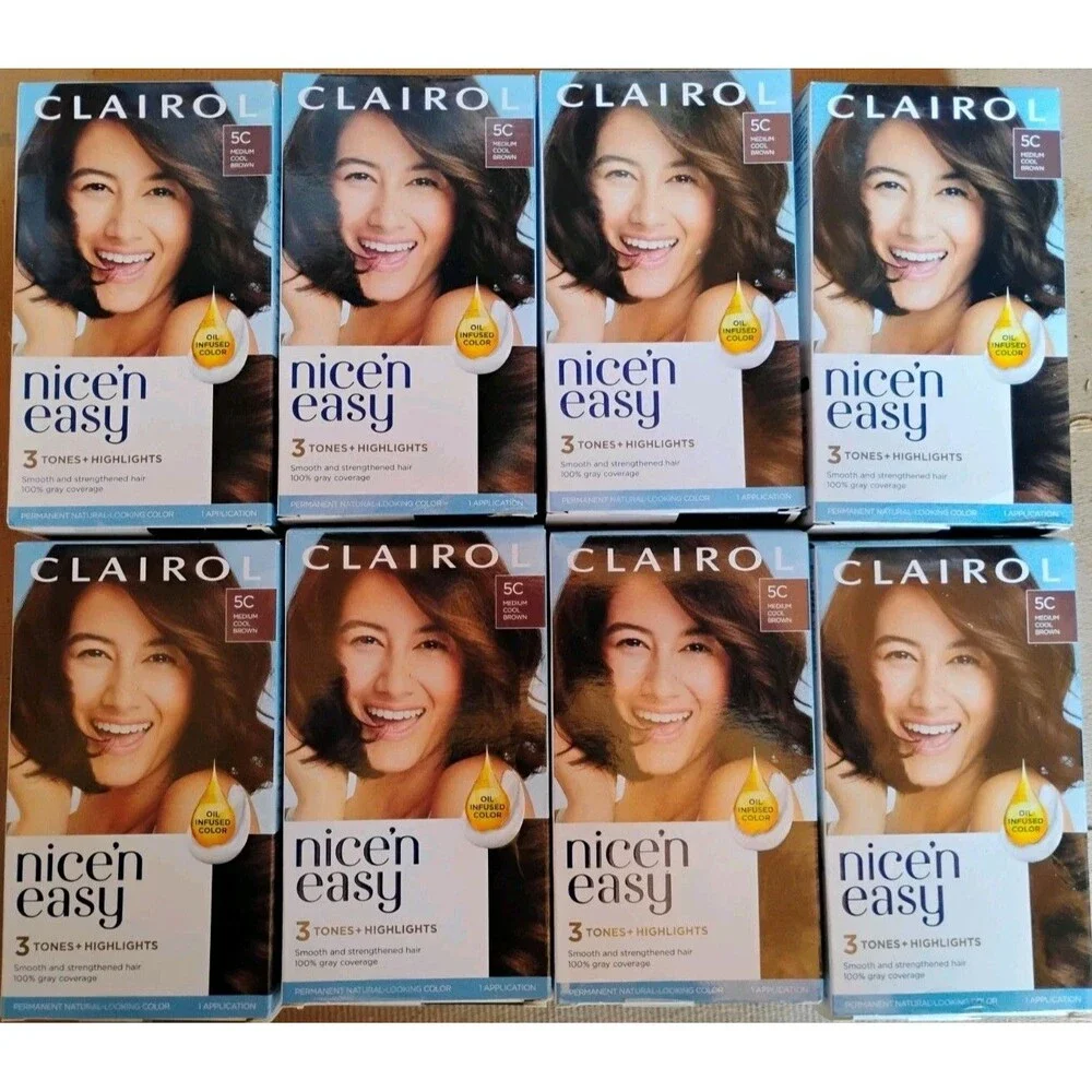 8 Clairol Nice'n Easy Permanent Hair Color 5C Medium Cool Brown Tones New/Sealed